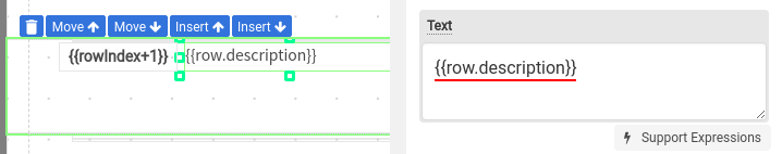 The row variable for a data bound section
